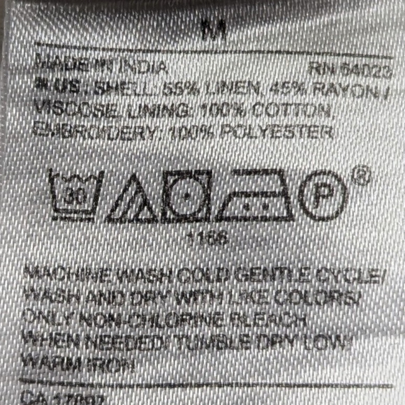 Linen Blend Embroidered Eyelet Floral Dress White M - Picture 13 of 14